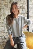 Agnes Stripe Trapeze Top Grey Marl